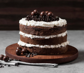  Chocolate cake with whipped cream a decadent treat for chocolate lovers.